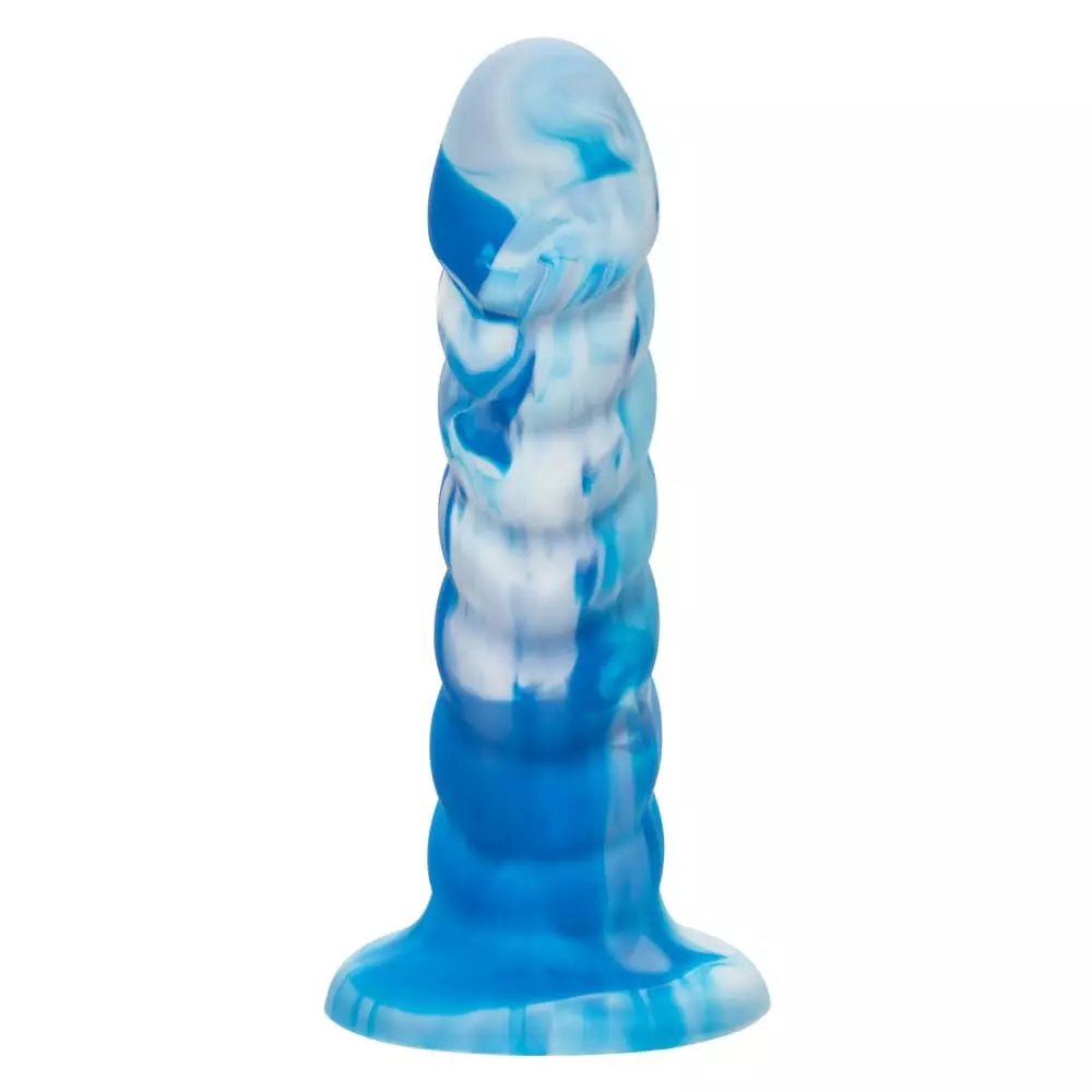 Twisted Love 5.5" Twisted Ribbed Silicone Probe In Blue/White
